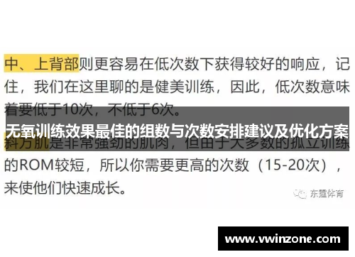 无氧训练效果最佳的组数与次数安排建议及优化方案